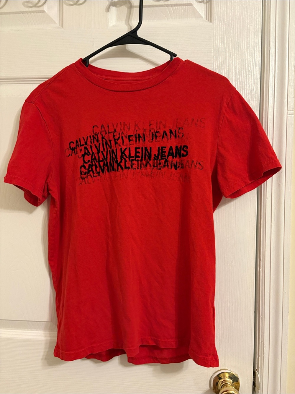Calvin Klein Jeans Red Tee with Black Logo Print